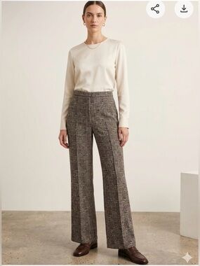 Elie Tahari Brown Tweed Wide-Leg Pants